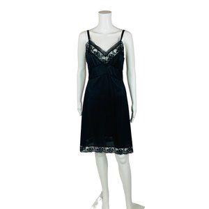 Vintage Slip Dress Black Lace Trim Lingerie Sliperfection 34